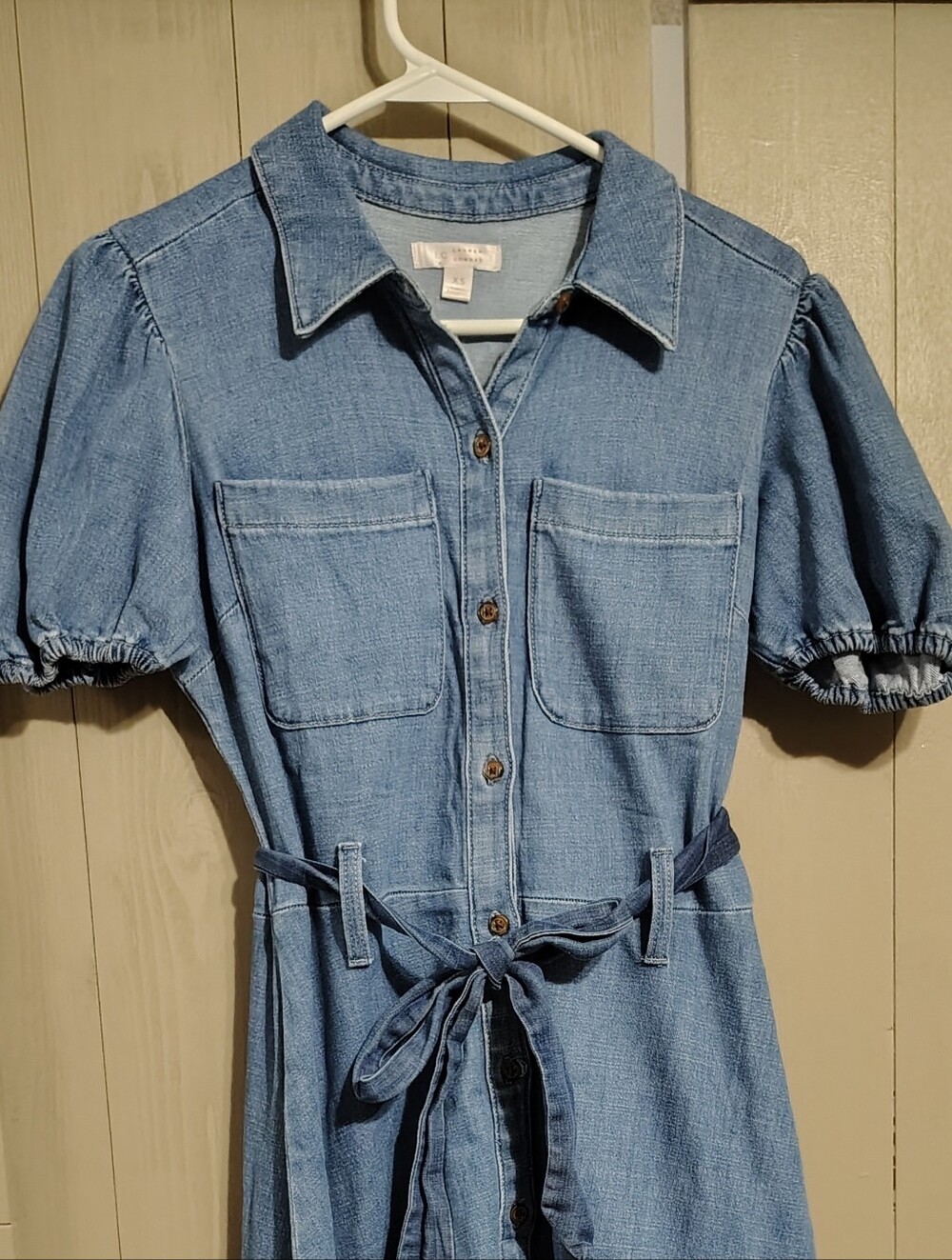 Lauren Conrad Denim Button-Front Midi Dress with Tie Belt - Blue - Picture 5 of 5